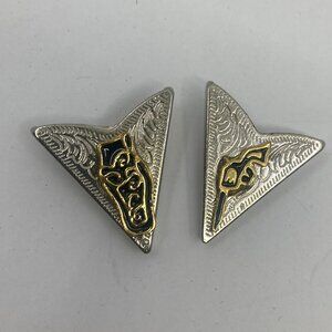 Vtg 1980 new deadstock screw silver tone collar tip tips western cowboy cowgirl
